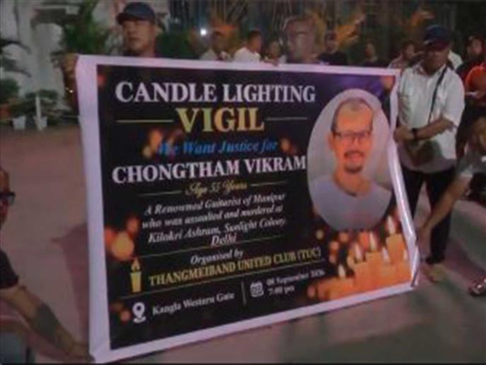 Manipur: Hundreds hold candlelight vigil in Imphal to pay tribute to musician Chongtham Vikram Singh